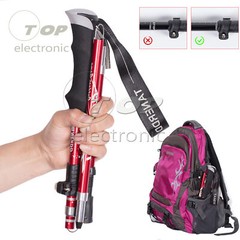 Collapsible Tri-fold Trekking Hiking Poles Aluminium Walking Stick Anti-Shock