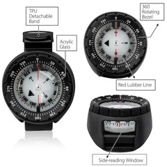 Scuba Compass, Professional Waterproof 5ATM Dive Wrist Compass with TPU Band …