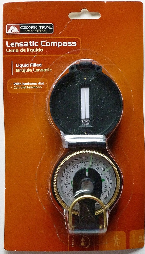 Lensatic Compass Liquid Filled With Luminous Dial – Ozark Trail – New in Package