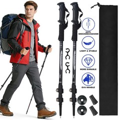 2x Adjustable Trekking Poles Nordic Walking Hiking Sticks Anti-shock Alpenstock