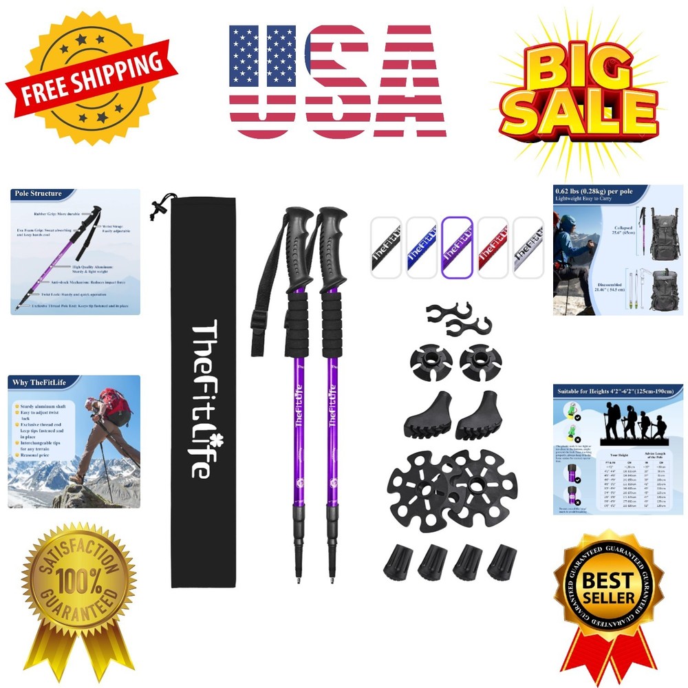 Nordic Walking Trekking Poles – 2 Sticks with Anti-Shock and Quick Lock Syste…
