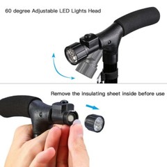 Folding LED Walking Stick Cane All-Terrain Pivoting Base Adjustable Black
