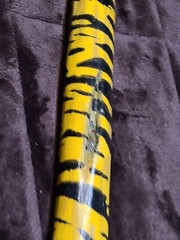 47″ Hand Crafted Wooden Walking Stick/Staff-(BUMBLEBEE DESIGN) w YELLOW/BLK TOP