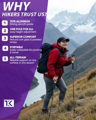 Collapsible Lightweight Trekking Poles Cork Grip 7075 Aluminum 2 PCS Elite