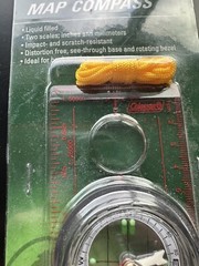 Coleman Map Compass -in & mm Scale With Cord New In Package – Liquid Leaked