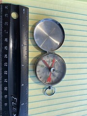 VINTAGE JAPANESE COMPASS JAPAN – LIQUID FILLED – CHROME AND GLASS – WITH ARROW