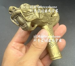 Solid Brass Dragon Statue Walking Stick Cane Handle Top Topper Hand Grip Collect