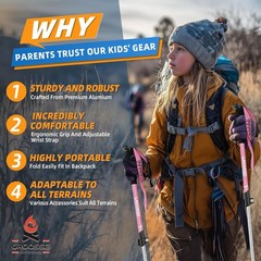 Lightweight Adjustable Aluminum Kids Hiking Poles 2 Pack