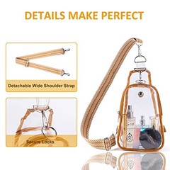 Clear Bag Stadium Approved, Clear Sling Bag with Embroidered Strap Khaki