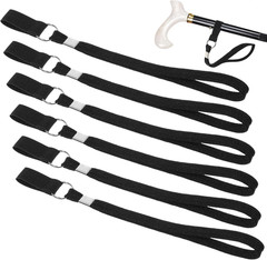 6Pcs Walking Cane Wrist Strap Replacement, Trekking Pole Straps | Elastic Black