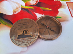 Titanic Brown Poem Compass Nautical Maritime Vintage Poem Compass.
