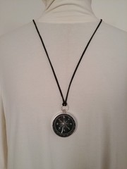 Map Scale Compass Leather Necklace Pocket Outdoor Hike Guide Survival Navigation