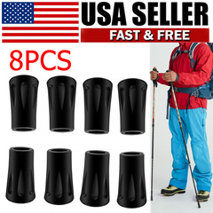 8Pcs Trekking Pole Tips Replacement Protectors Rubber Feet for Hiking Black