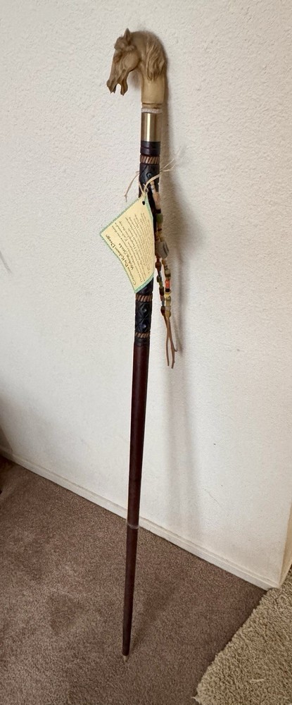 Vintage Signed Robson Design 4 Piece Horse Walking Stick With Original Tag