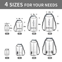 Waterproof Dry Bag – Roll Top Transparent Storage 5L White