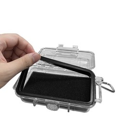 Portable Waterproof Container with Clear Shell and Cushioned Foam for Gadgets