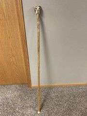 Hand Carved Natural Wood Hiking Walking Stick Cane Great Handle 52” Dog Head