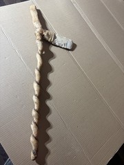 Handmade Twisted Wood Stick Brown White Stone Wall Hanger or Display