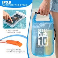 Dry Bag Waterproof, Roll Top Small Waterproof Backpack Floating 10L Orange