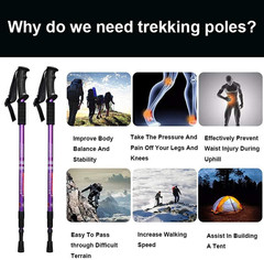 Hiking Trekking Poles, 2 Pack Collapsible, Lightweight, anti Shock, Walking Stic