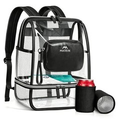 CLASSIC TPU Clear Backpack Stadium Approved, Dual-Layer Clear Stadium Black
