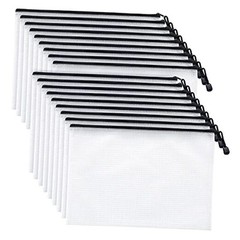 -USA – Mesh Zipper Pouch Document Bag – A4 Letter Size Pack – Clear 50 Black