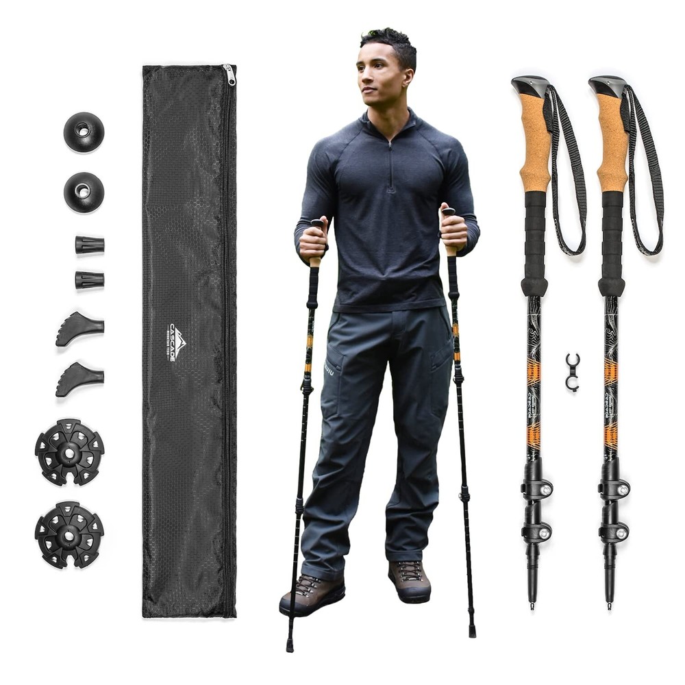Cascade Mountain Tech Trekking Poles – Aluminum Hiking Walking Sticks with Ad…
