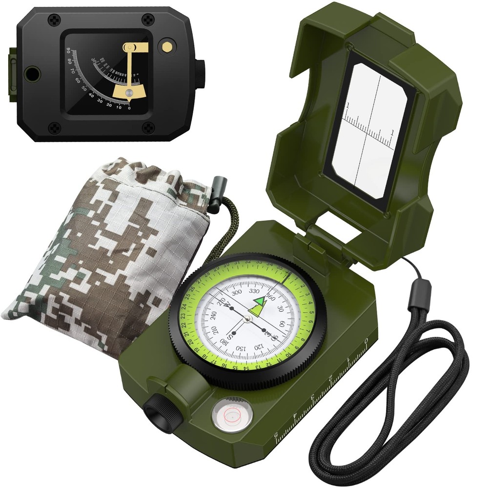 Hiking Compass with Inclinometer IP54 Waterproof Military Compass Professional…