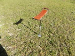 Aluminum SCOT SEAT Hunt Walk Camp Fish Golf ChairStool Leather VTG 1955 Ariz USA