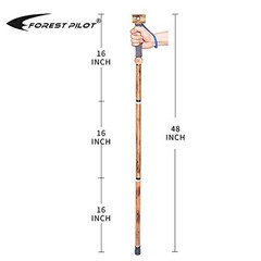 3pc Detachable Hiking Walking Stick Set with Compass, 48″ Soft Grip, Rubber Tip