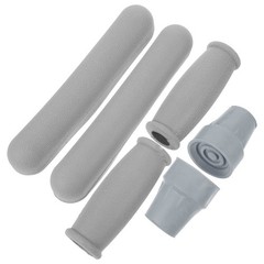 1 Set Reusable Comfortable Crutch Handle Covers Grey Tpr Protective Feet Cap Kit