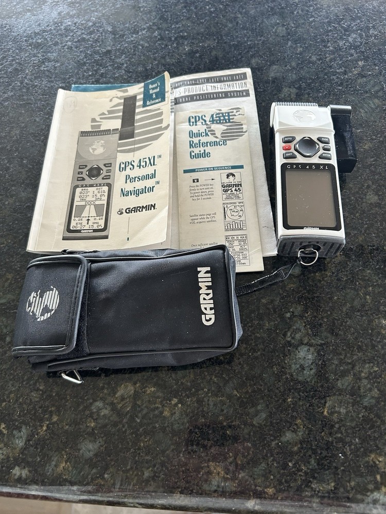 Garmin GPS 45XL Hiking GPS Navigator Black/White with Case and Manuals