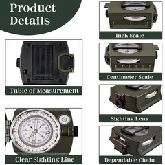 Compasses，Hiking Compass for Survival with ，Waterproof Durable and Green