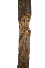 Walking Stick, Mountain Man Carving, Dark Wood Hiking Staff, Strong, Made in USA