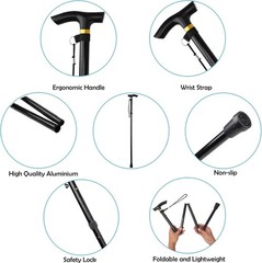 Cane Walking Stick Adjustable Folding walking Aluminum Collapsible Travel Hiking