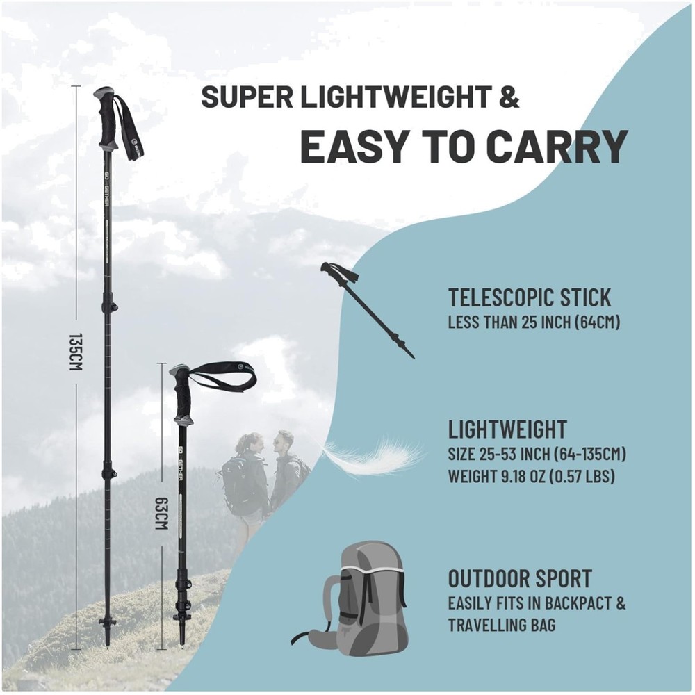 All-Terrain Hiking Poles – Suitable for Backpacking, Touring