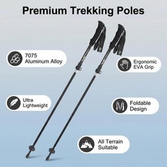 Lightweight Collapsible Hiking Poles – 7075 Aluminum Trekking Sticks, EVA Grip,