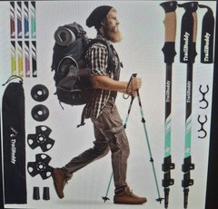 TrailBuddy Trekking Adjustable Hiking Poles Snowshoe & Backpacking,Spring Green