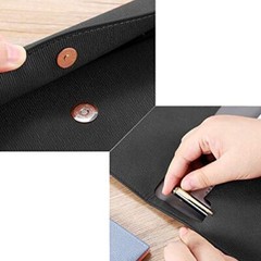 PU Leather A4 File Folder Document Holder Waterproof Portfolio Envelope Black