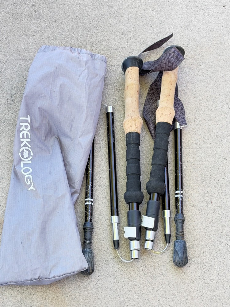 Set of Trekology Folding Trekking Poles 105-120CM Black.. 37A