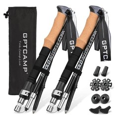GPTCAMP Nordic Walking 115-135cm for taller person, Black Long (115-135cm)