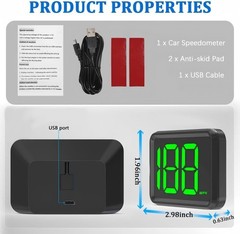 Velocimetro digital GPS para auto MPH HUD universal con pantalla LED grande