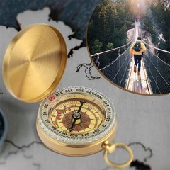 Brass Compass Outdoor Pocket Pocket Compass Compass Hiking Portable with Le…
