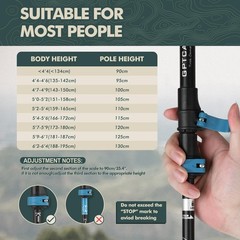 GPTCAMP Walking Sticks,Trekking Poles Collapsible Hiking 51.2″, -Blue