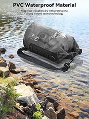 Dry Bag Waterproof for Women Men, 5L/10L//30L/40L Roll Top 20L Black