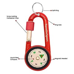 Carabiner Clip On Compass Hiking – Compact Compass Keychain Backpacks Black Red
