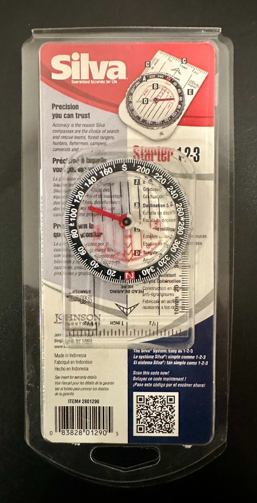 Silva Starter 1-2-3 Precision Compass 2801290 Johnson Outdoor Series ~Hiking NEW