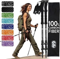 100% Carbon Fiber Adjustable Trekking Poles – Comfort Cork & EVA Foam Grips