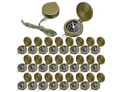 24 PACK CAMPING CAMPING HIKING MINI POCKET COMPASS WITH HANGING ROPE ARMY GREEN