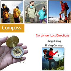 1/2Pcs Brass Pocket Compass for Camping Hiking Water-Resistant Handheld Navigati
